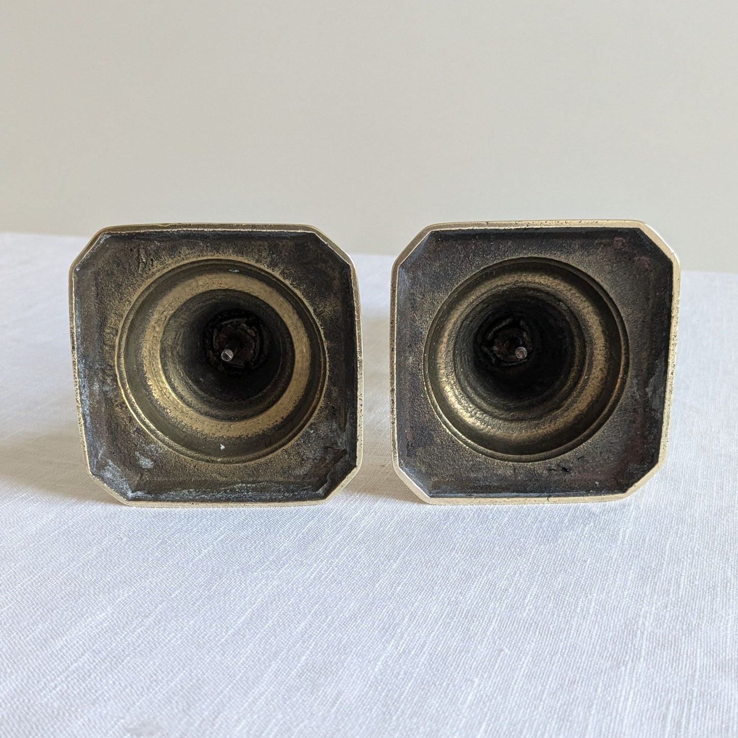 Antique Brass 22cm Beehive Candlesticks