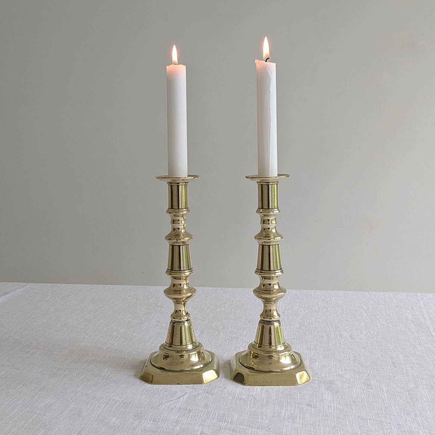 Antique Chunky Brass Candlesticks