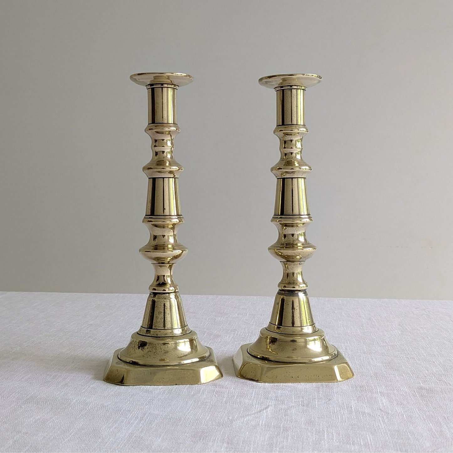 Antique Chunky Brass Candlesticks