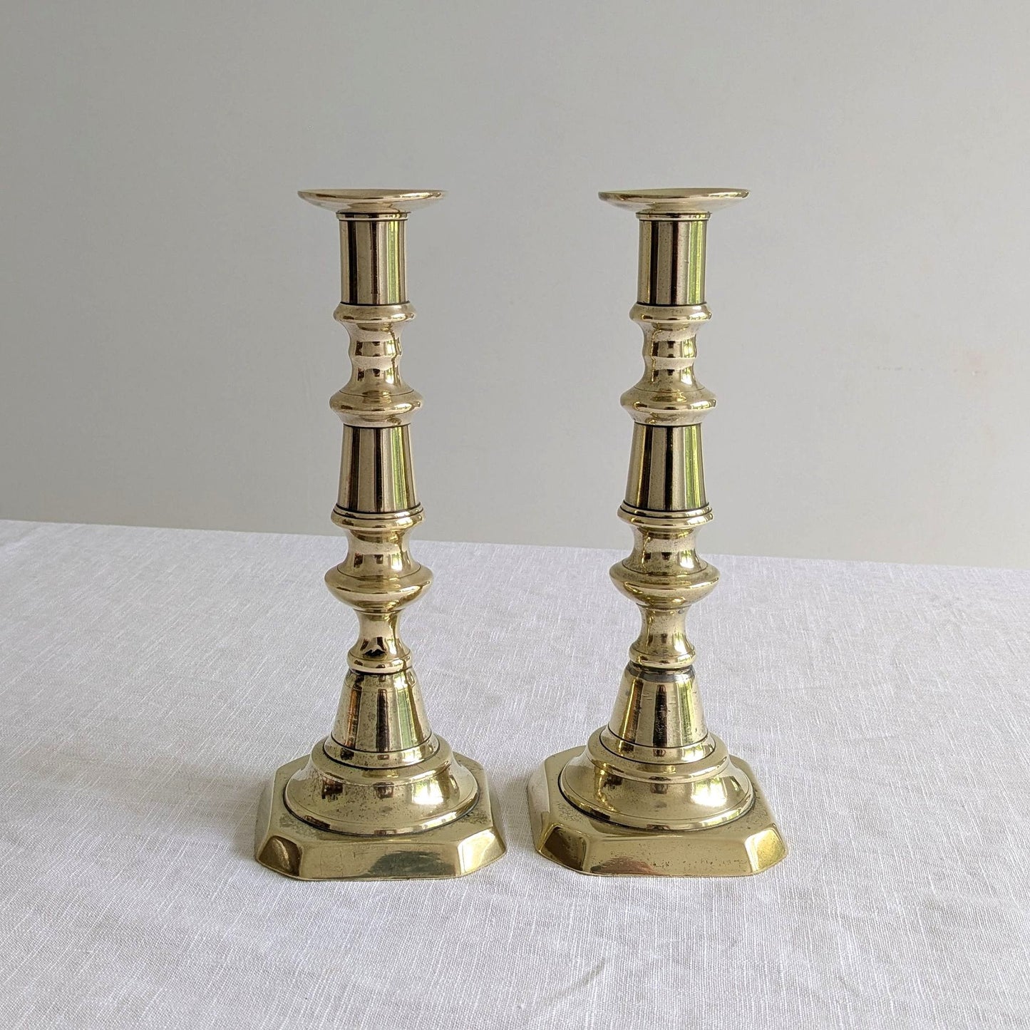 Antique Chunky Brass Candlesticks