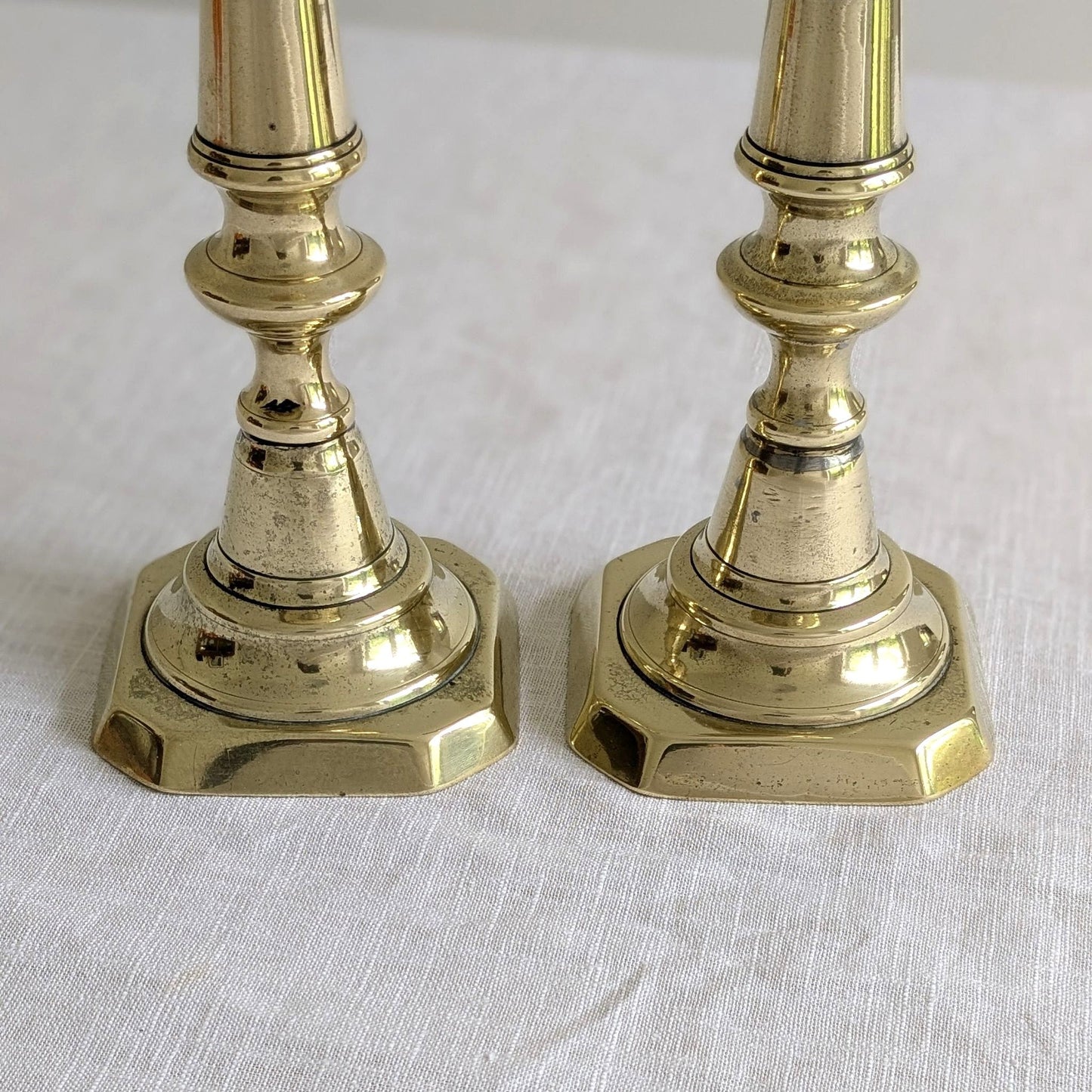 Antique Chunky Brass Candlesticks