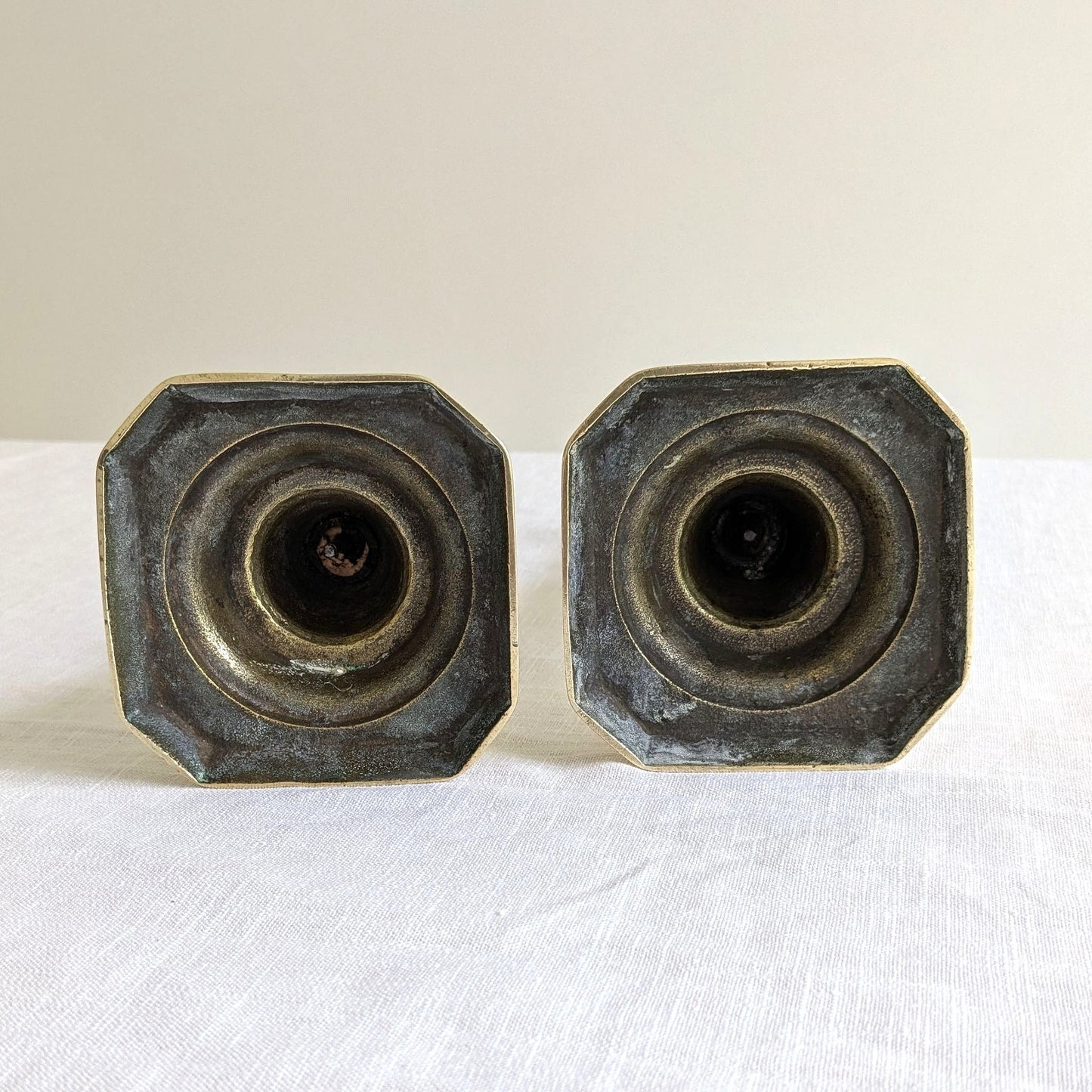 Antique Chunky Brass Candlesticks