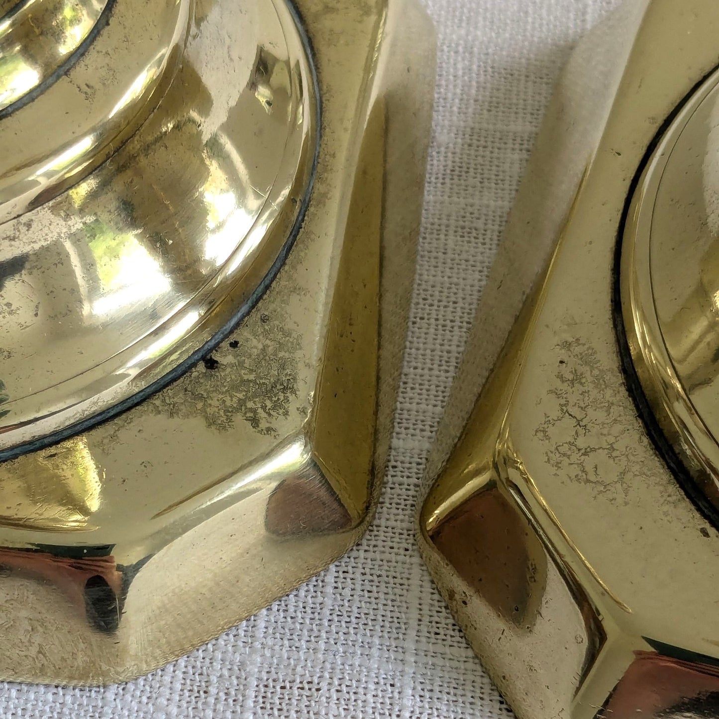 Antique Chunky Brass Candlesticks