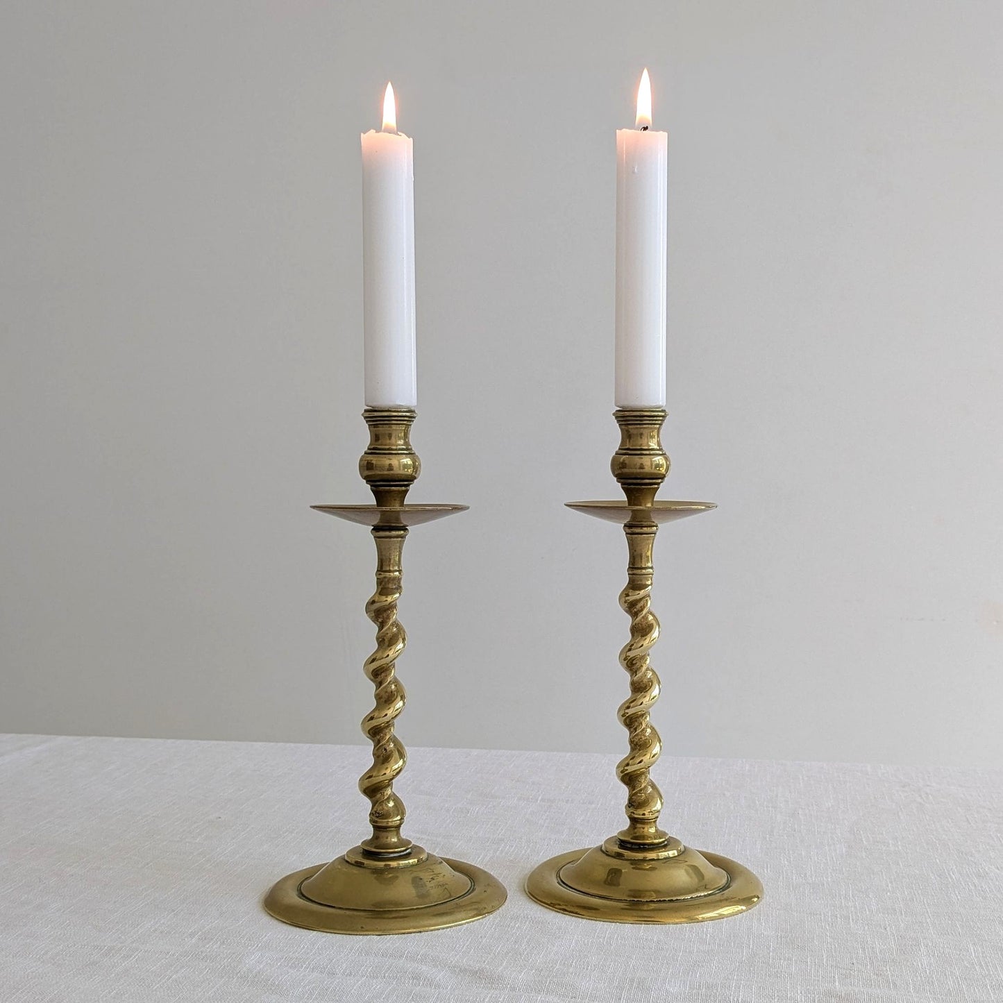 Antique Spiral Brass Candlesticks