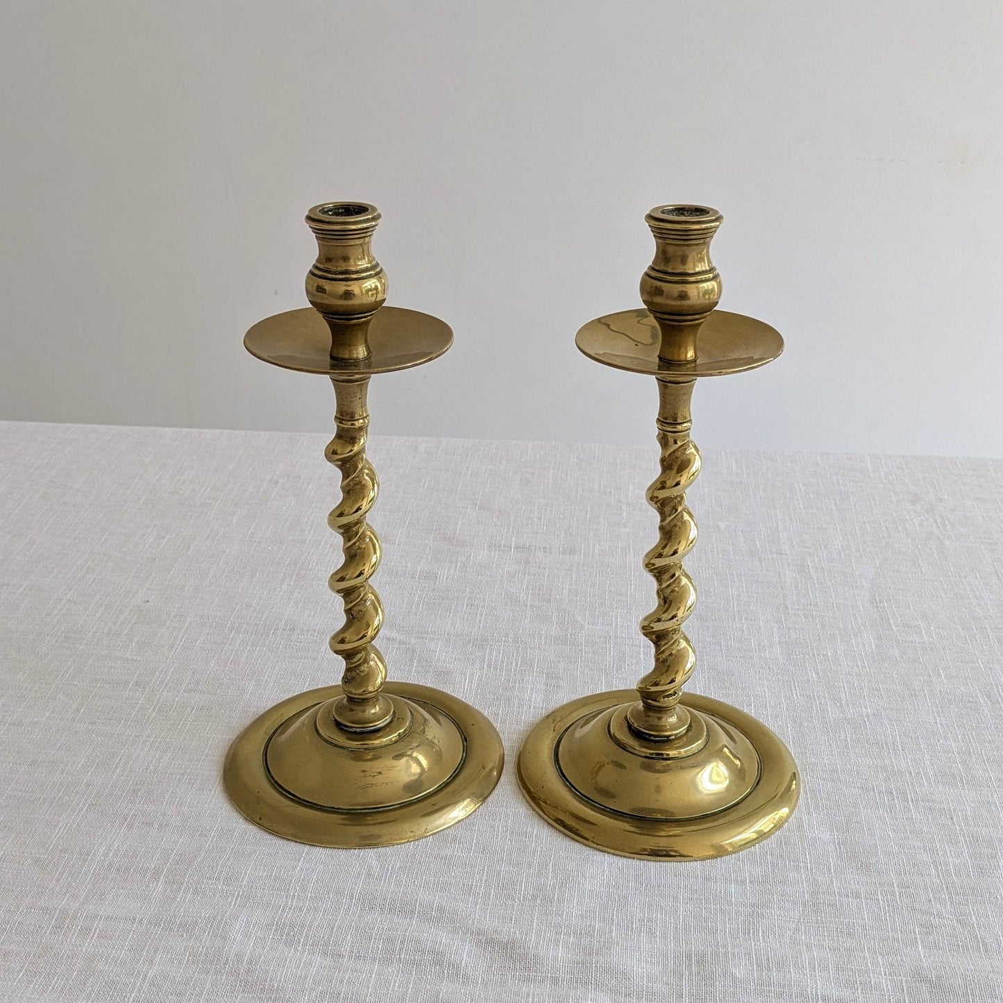 Antique Spiral Brass Candlesticks