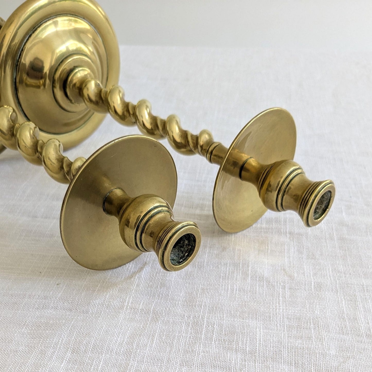 Antique Spiral Brass Candlesticks