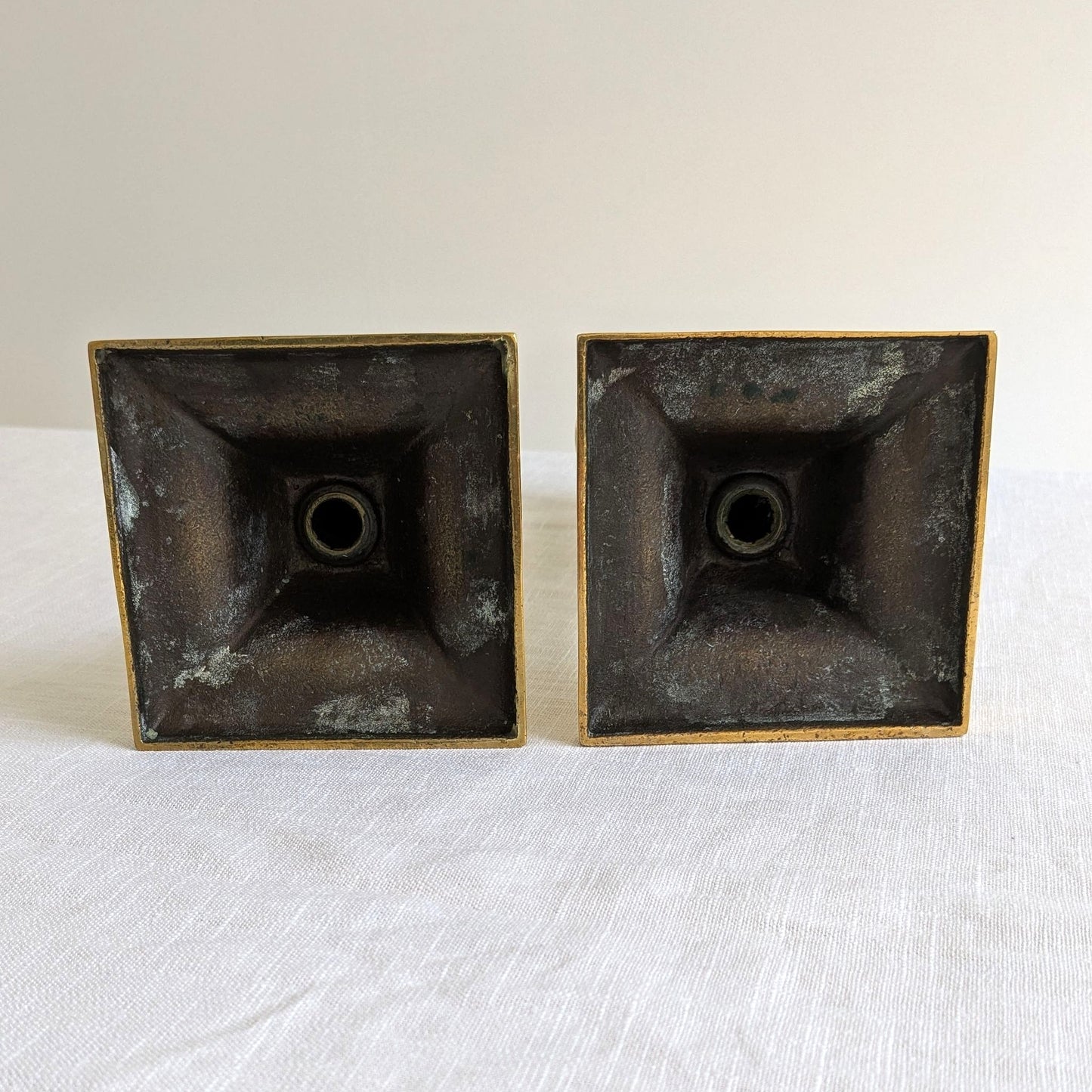 Antique Square Base Candlesticks