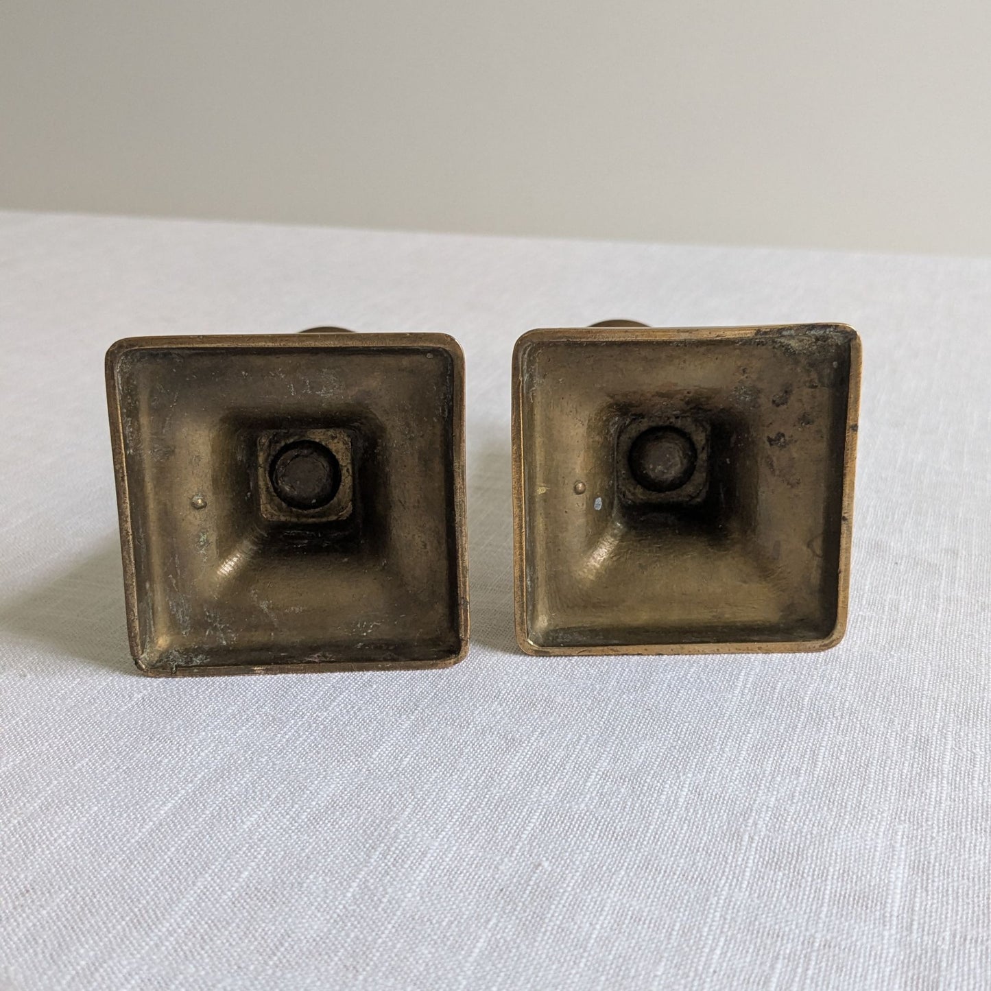 Georgian Short Brass Candlesticks