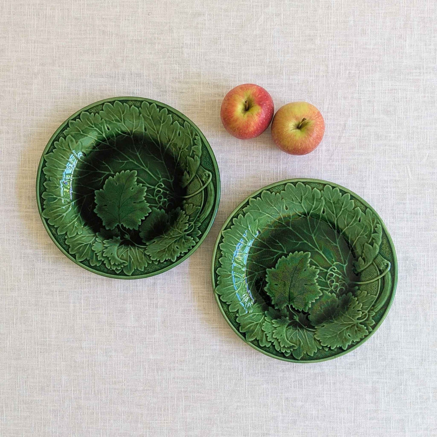 Antique Majolica Plate Duo