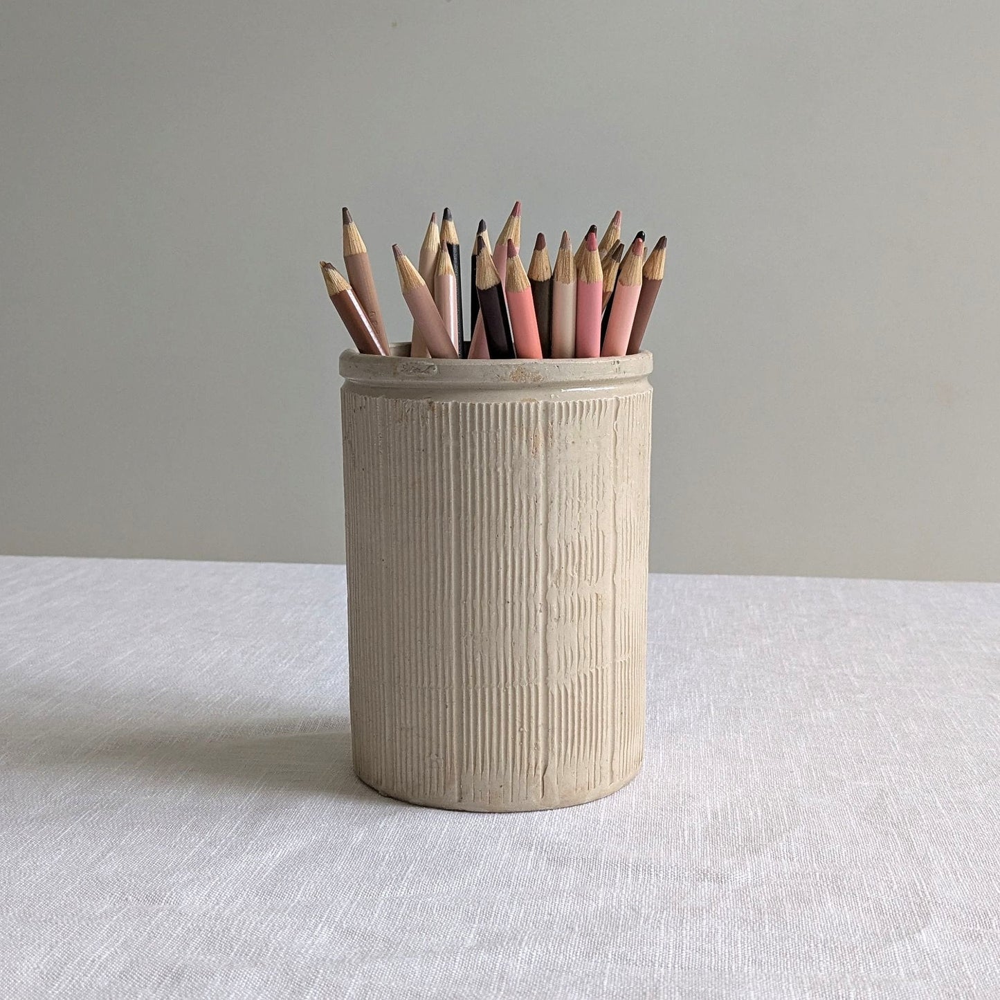Antique Ribbed Stoneware Jar