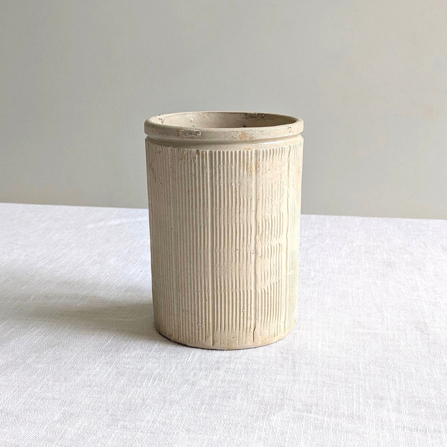 Antique Ribbed Stoneware Jar