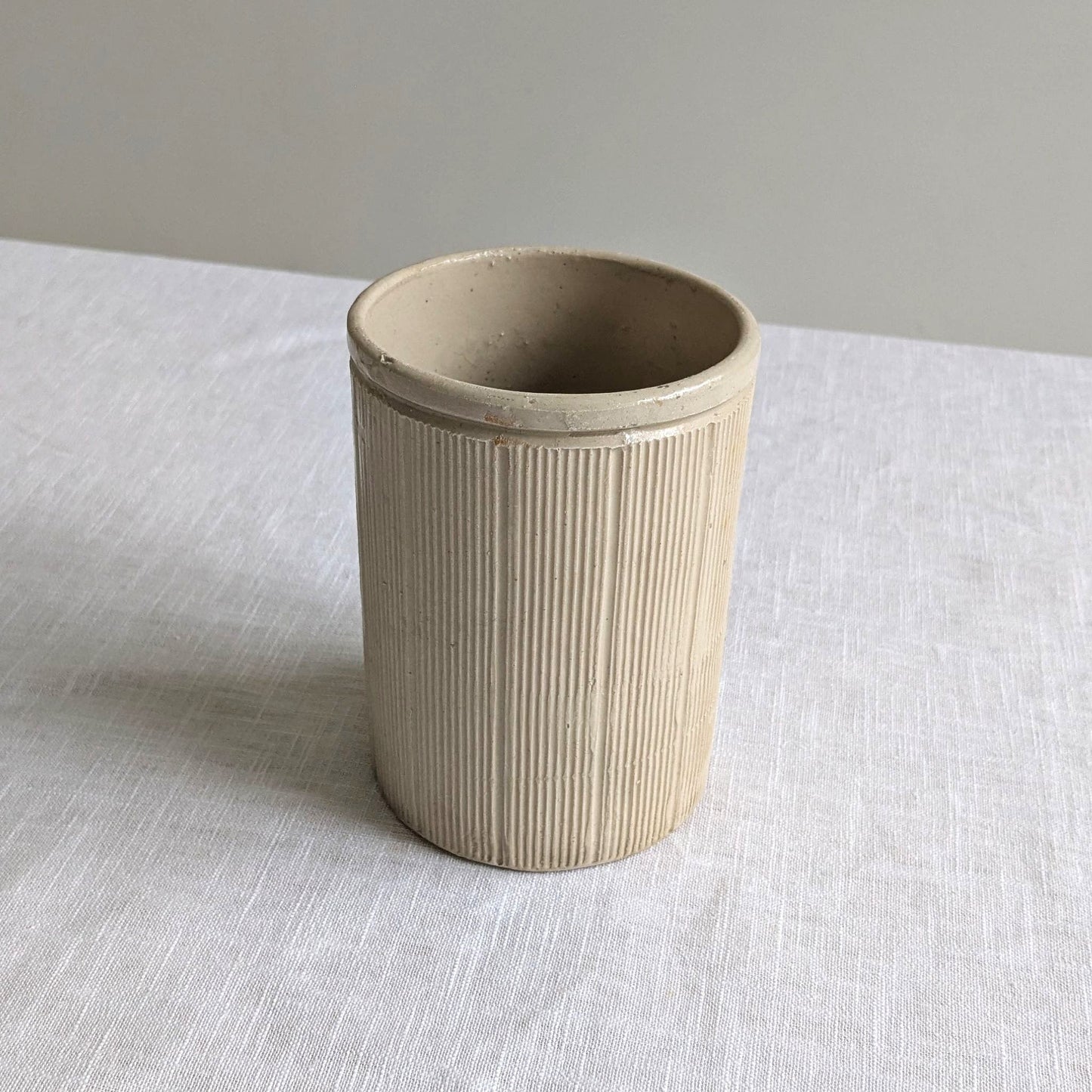 Antique Ribbed Stoneware Jar