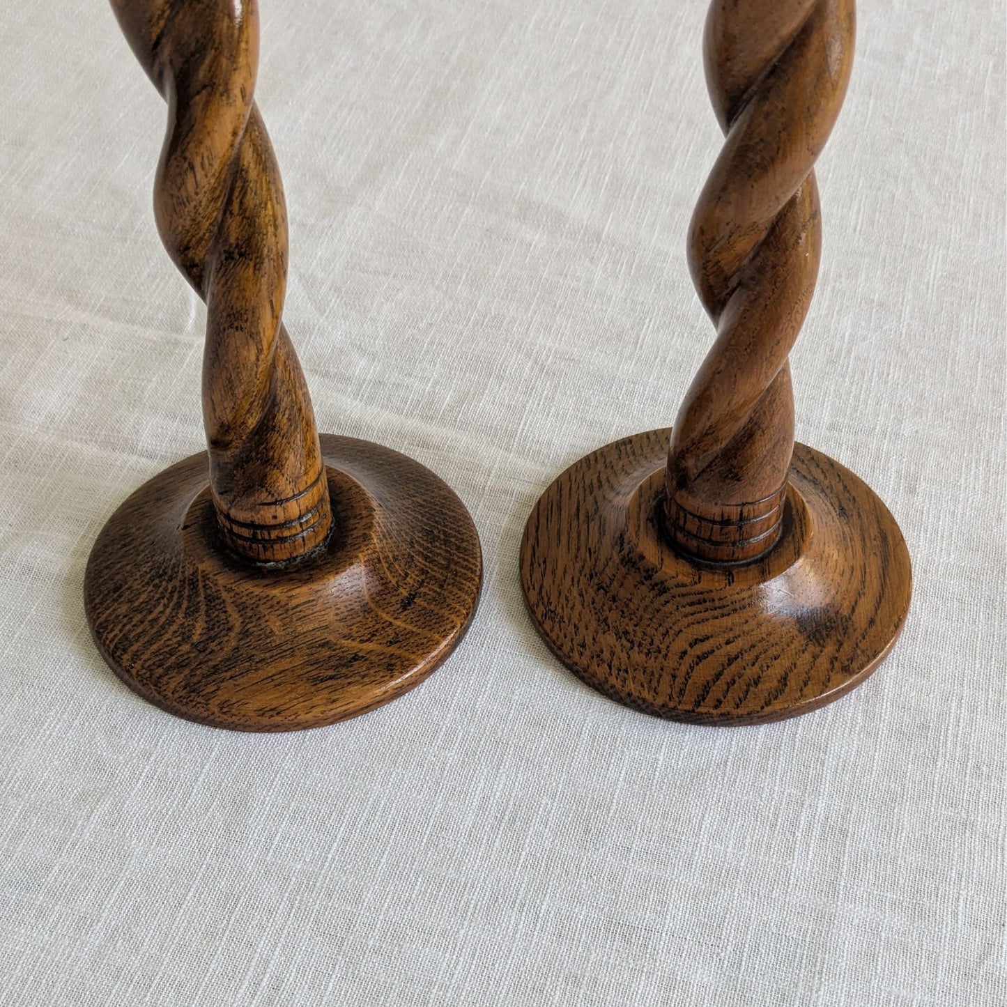 Antique Oak Candlesticks