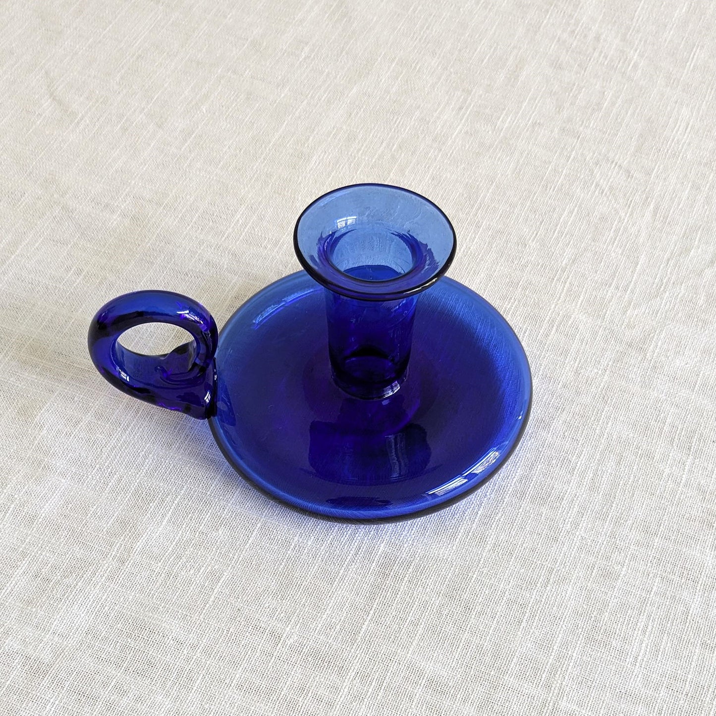 Blue Glass Chamberstick