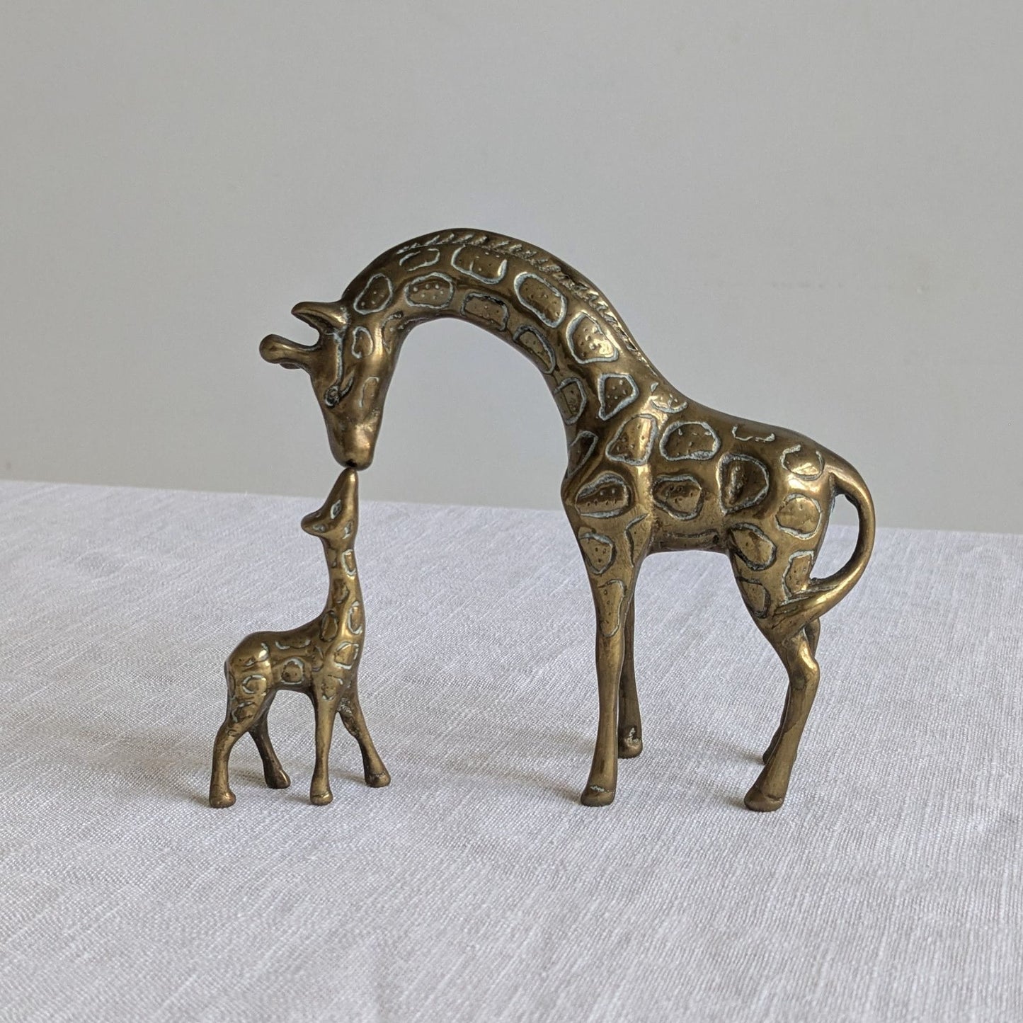 Mother & Baby Brass Giraffes