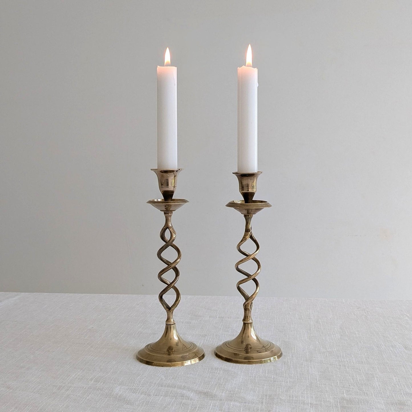 Vintage Brass Twist Candlesticks