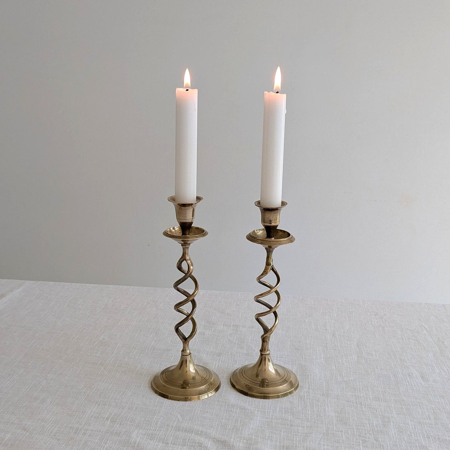 Vintage Brass Twist Candlesticks