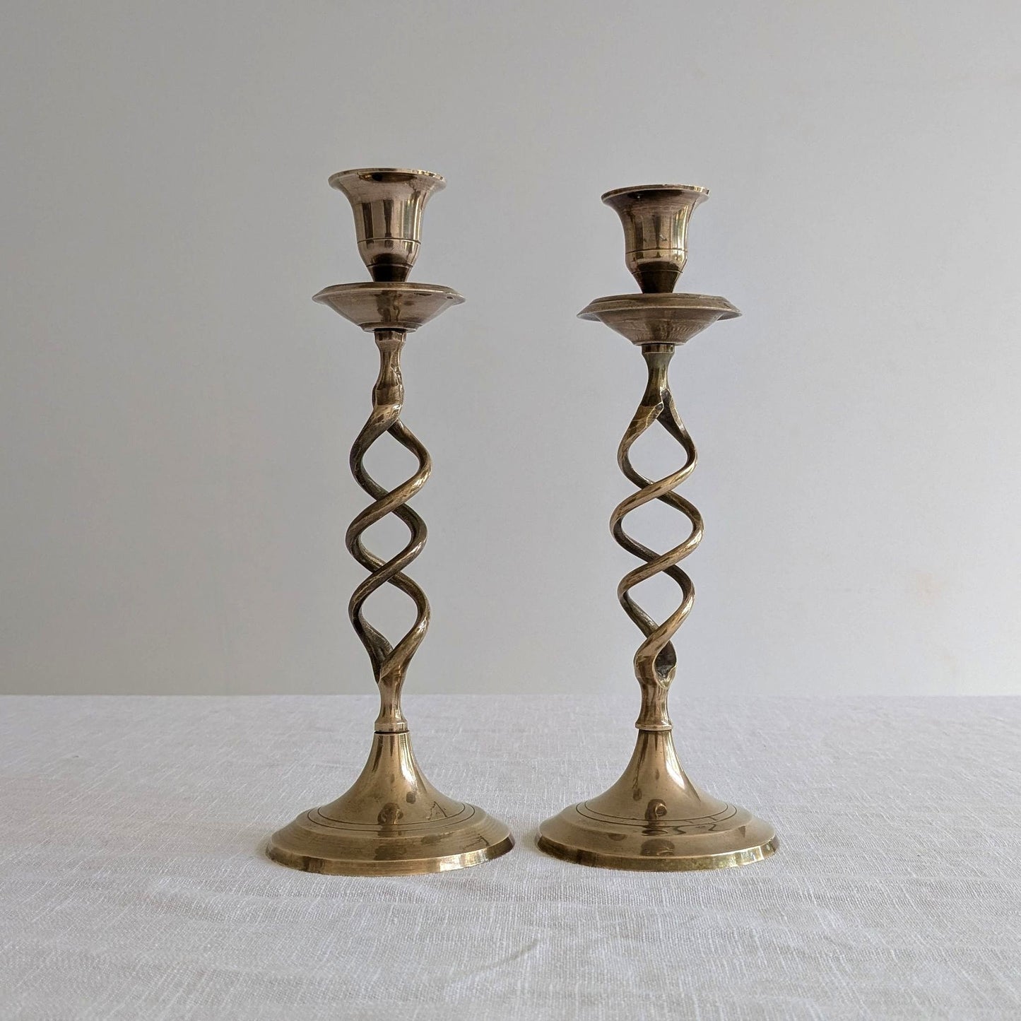 Vintage Brass Twist Candlesticks