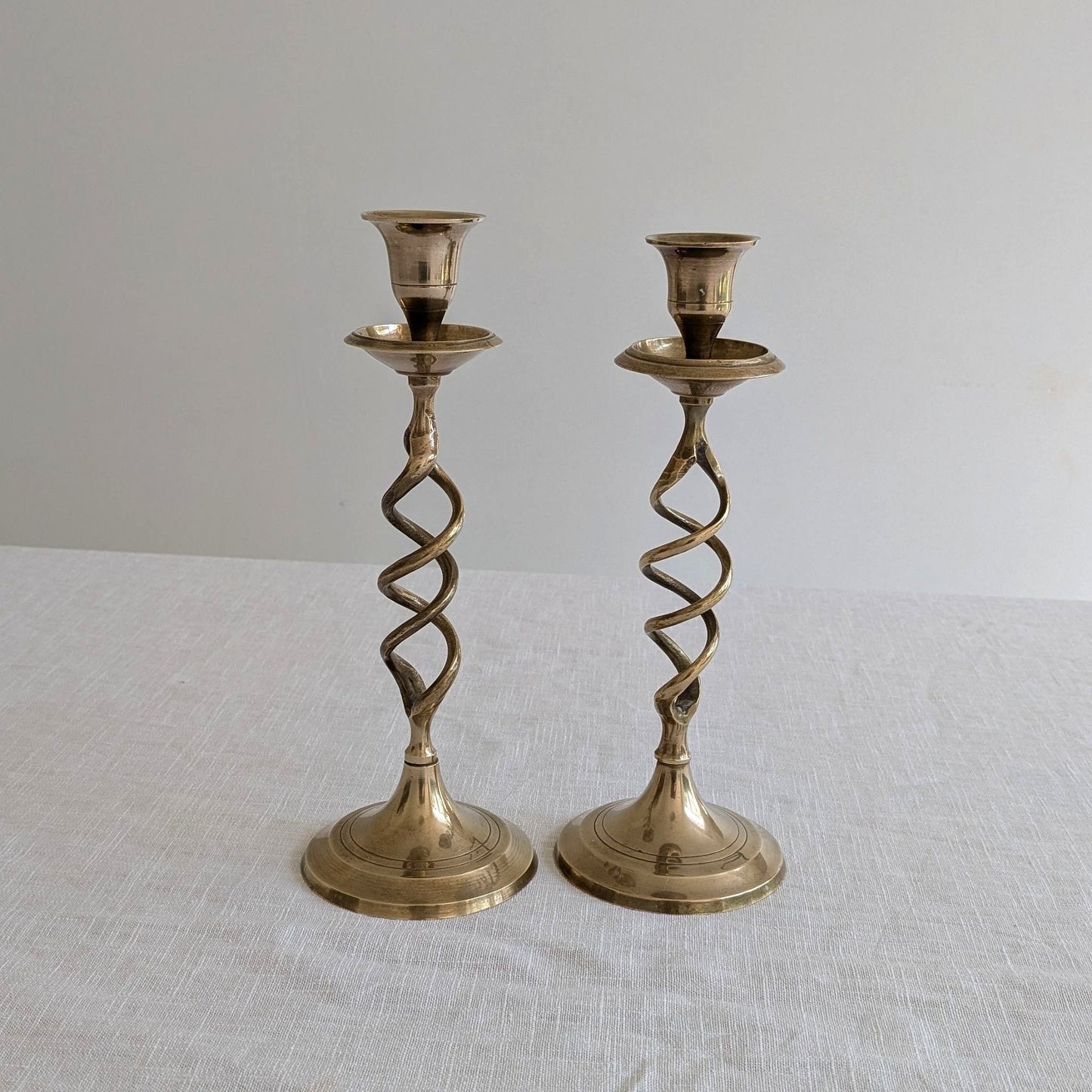 Vintage Brass Twist Candlesticks