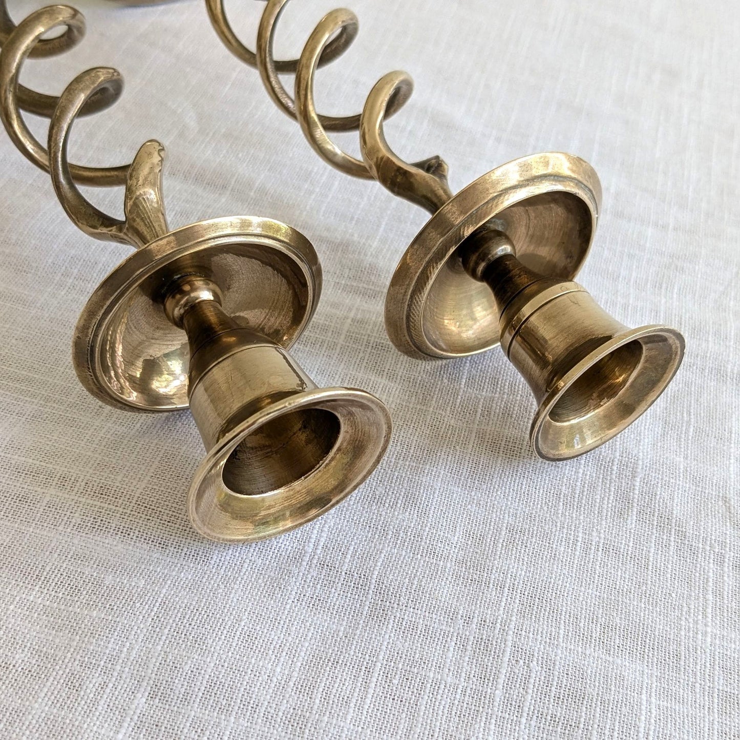 Vintage Brass Twist Candlesticks