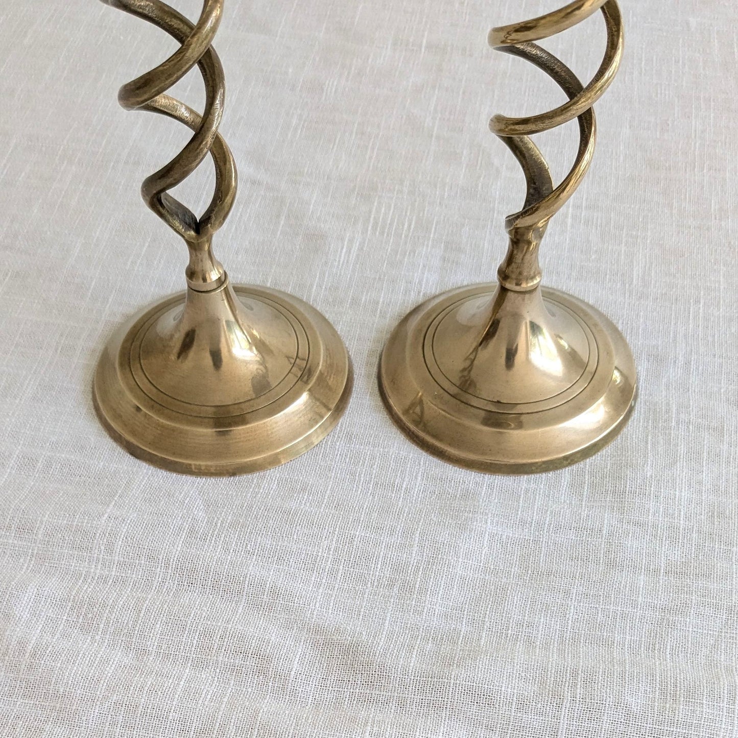 Vintage Brass Twist Candlesticks
