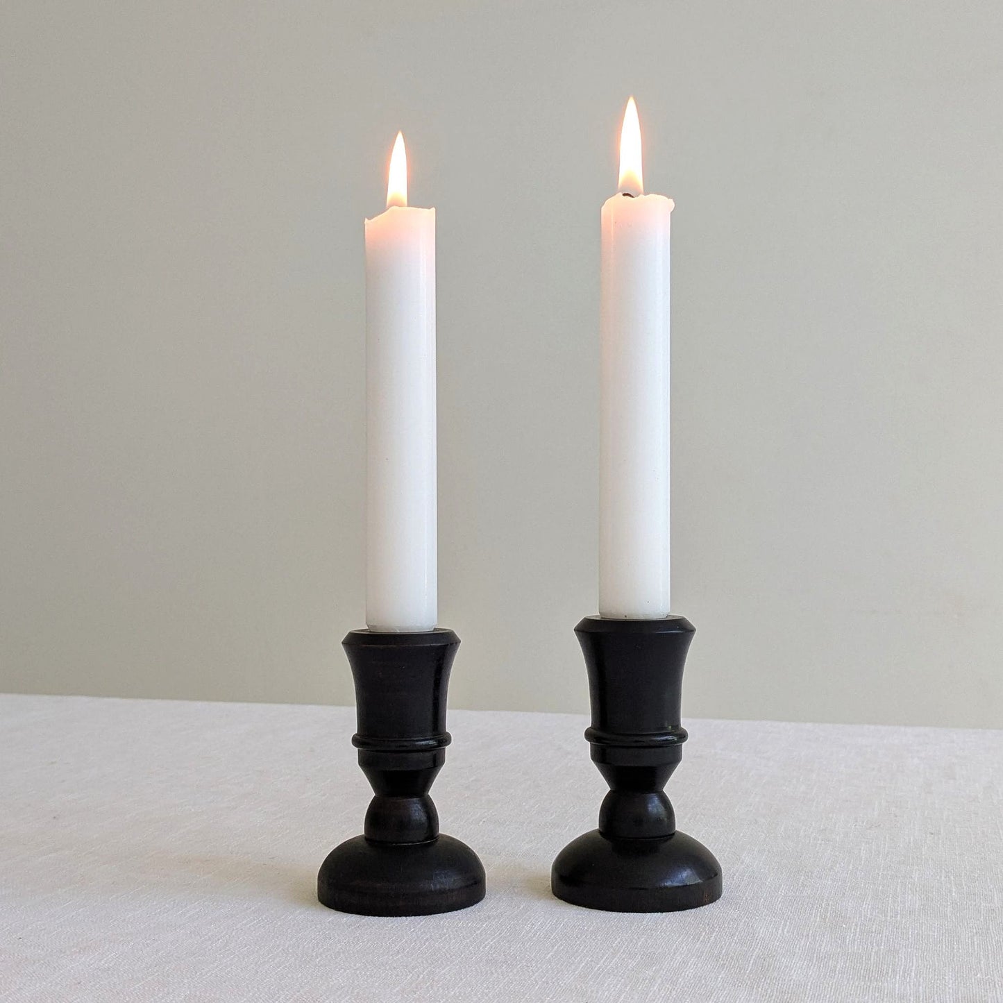 English Ebony Candlesticks
