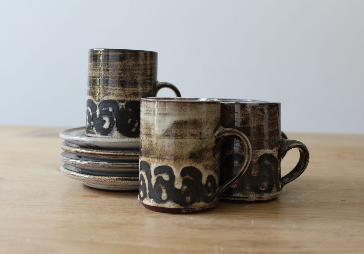 Set of four Briglin coffee cups and saucers