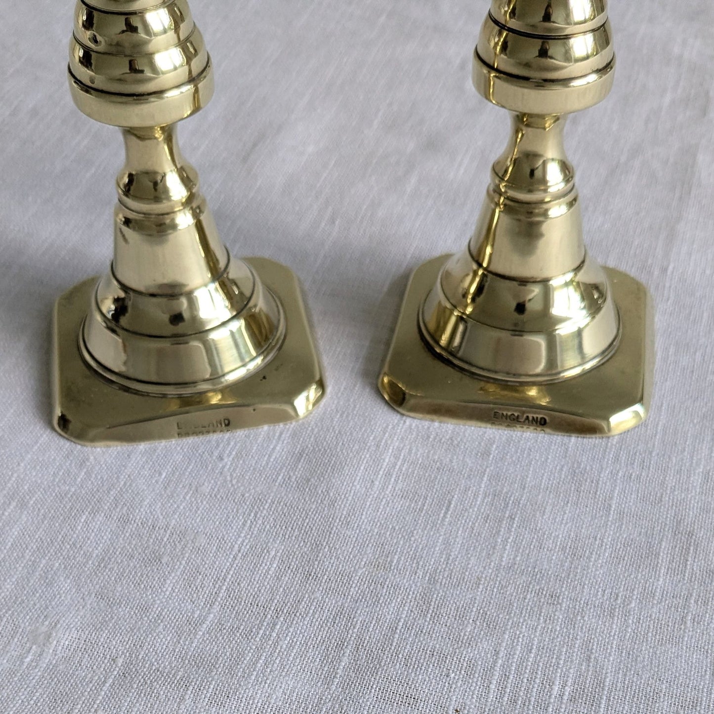 Antique Brass 17.5cm Beehive Candlesticks