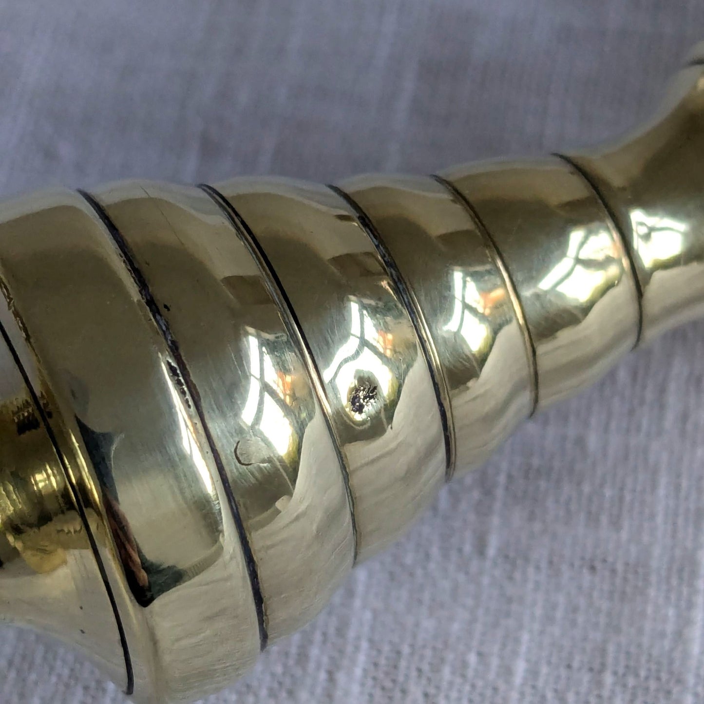 Antique Brass 17.5cm Beehive Candlesticks