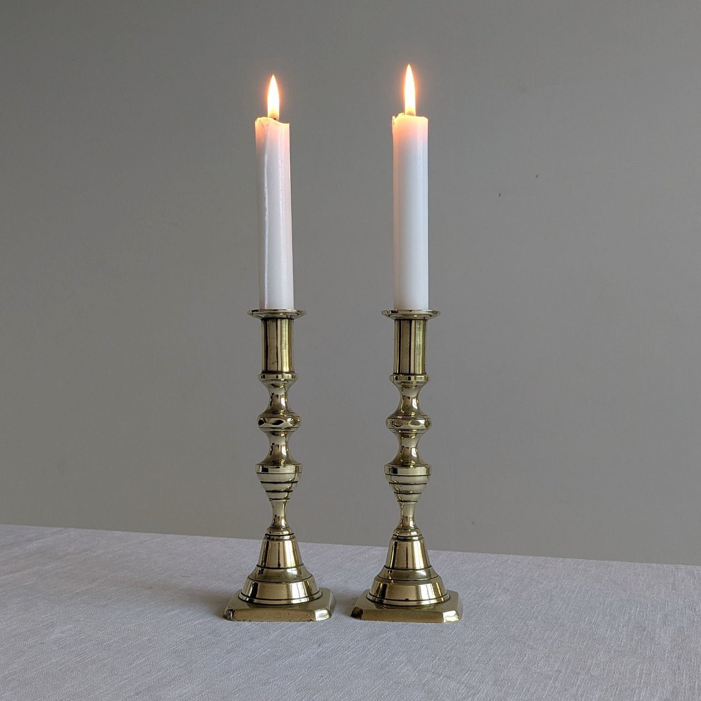 Antique Brass 20cm Beehive Candlesticks