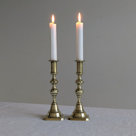 Antique Brass 20cm Beehive Candlesticks