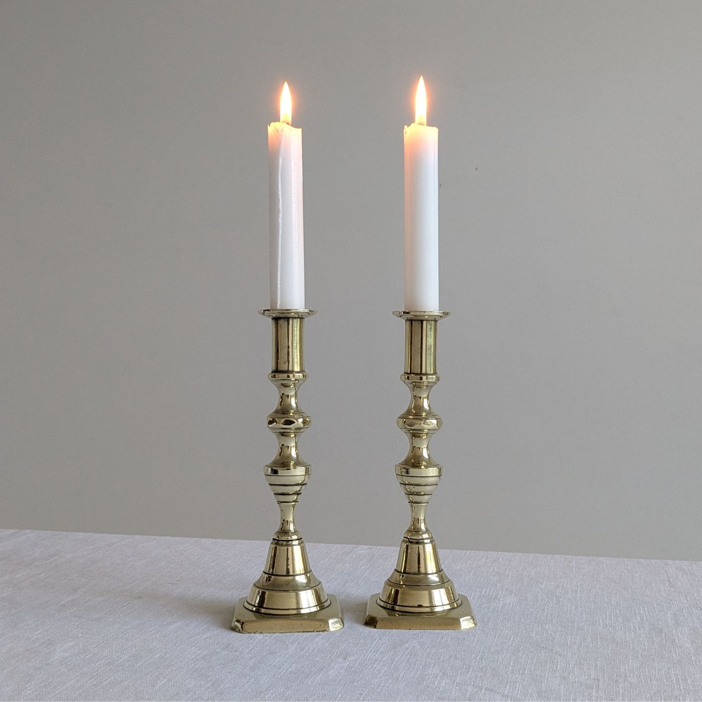 Antique Brass 20cm Beehive Candlesticks