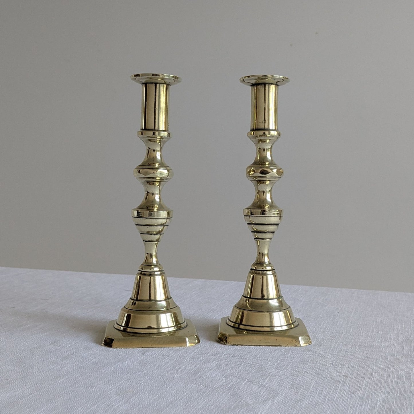 Antique Brass 20cm Beehive Candlesticks