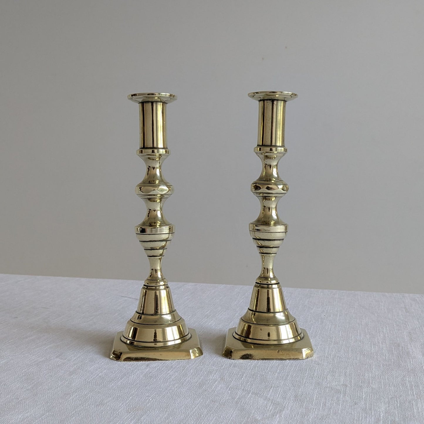 Antique Brass 20cm Beehive Candlesticks