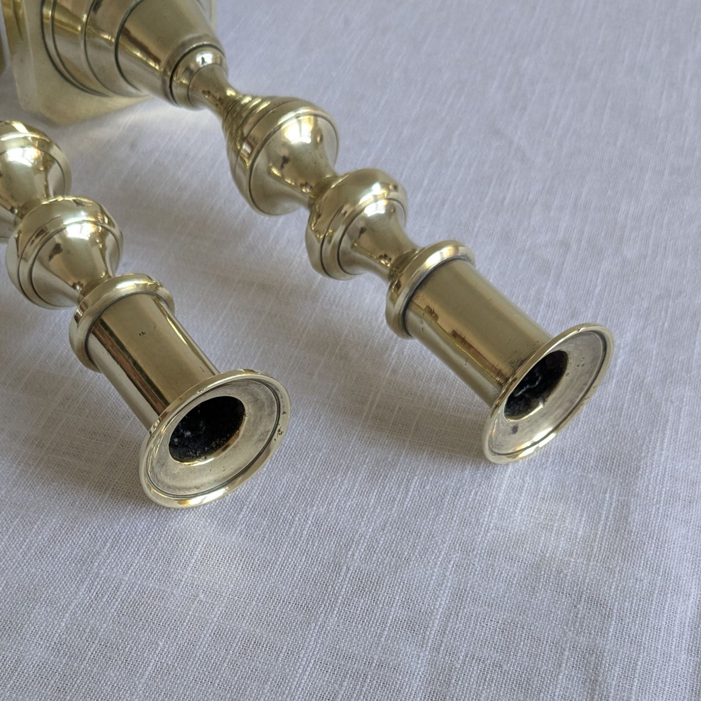 Antique Brass 20cm Beehive Candlesticks