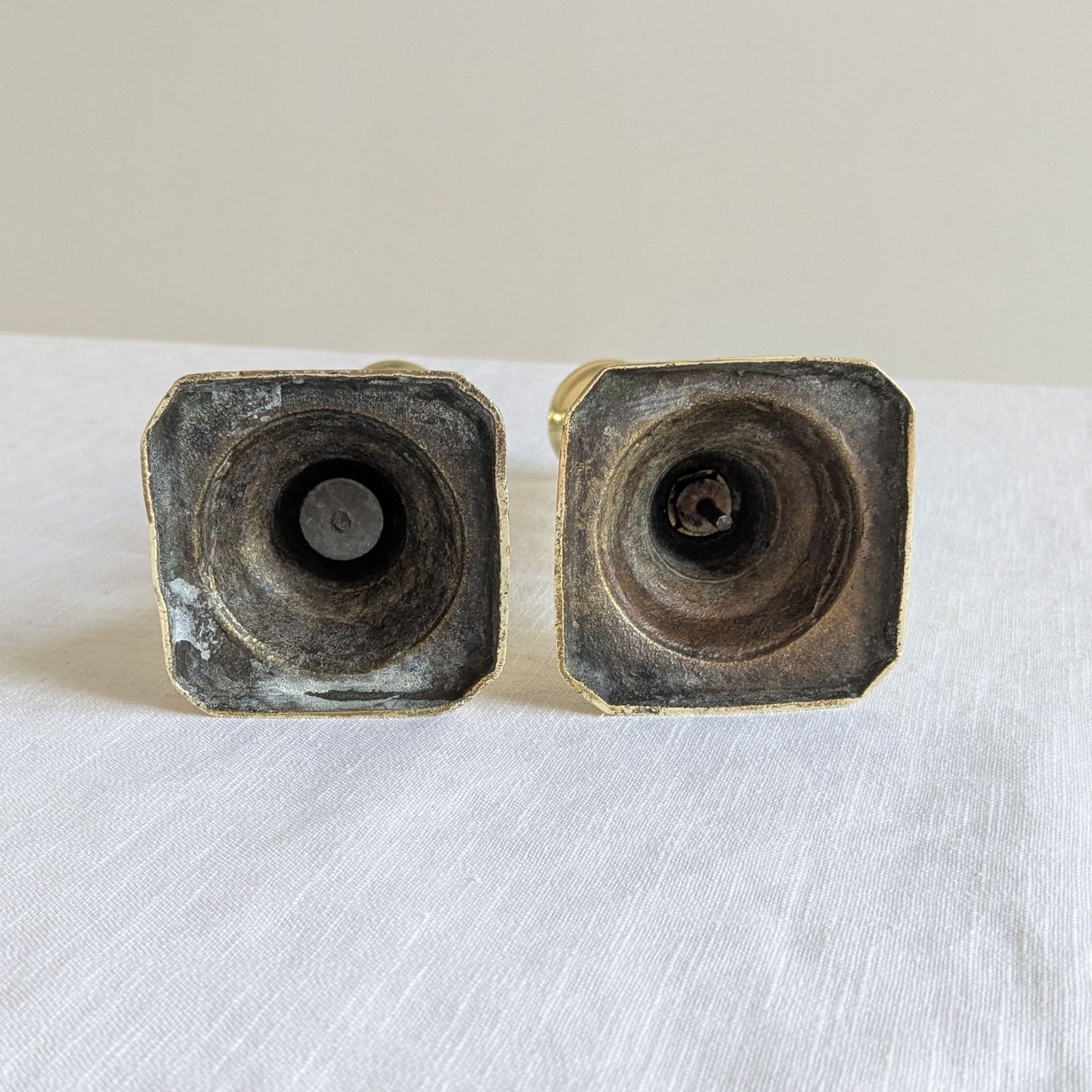 Antique Brass 20cm Beehive Candlesticks