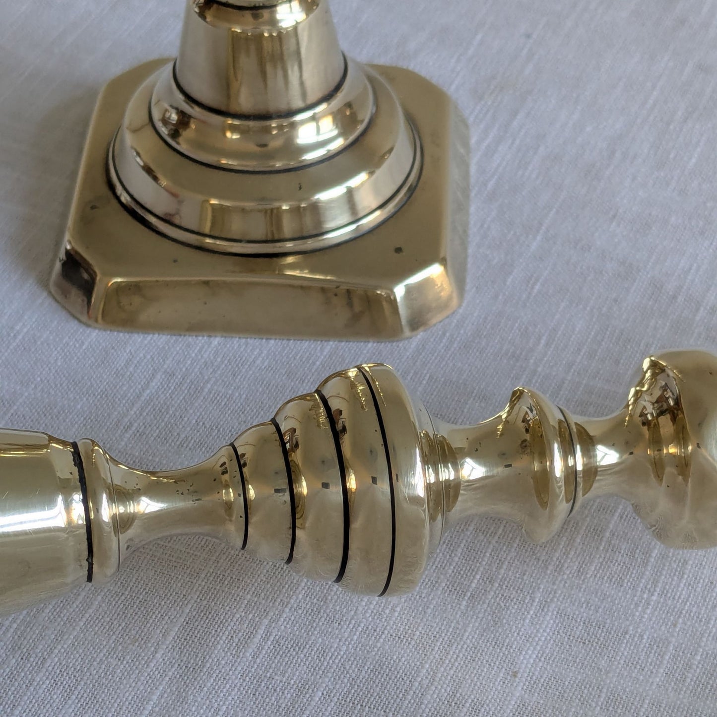 Antique Brass 22cm Beehive Candlesticks