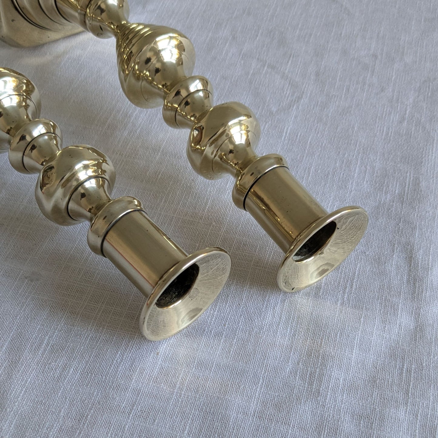 Antique Brass 22cm Beehive Candlesticks