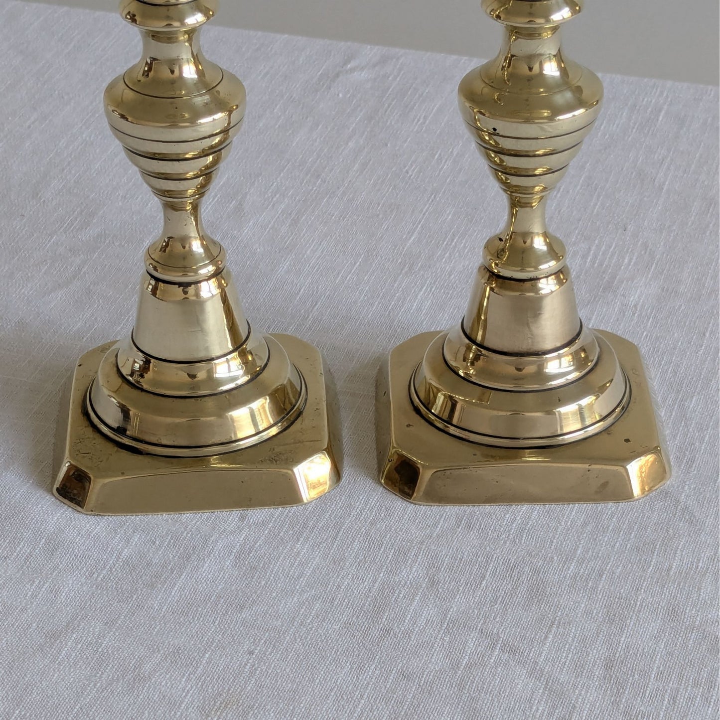 Antique Brass 22cm Beehive Candlesticks