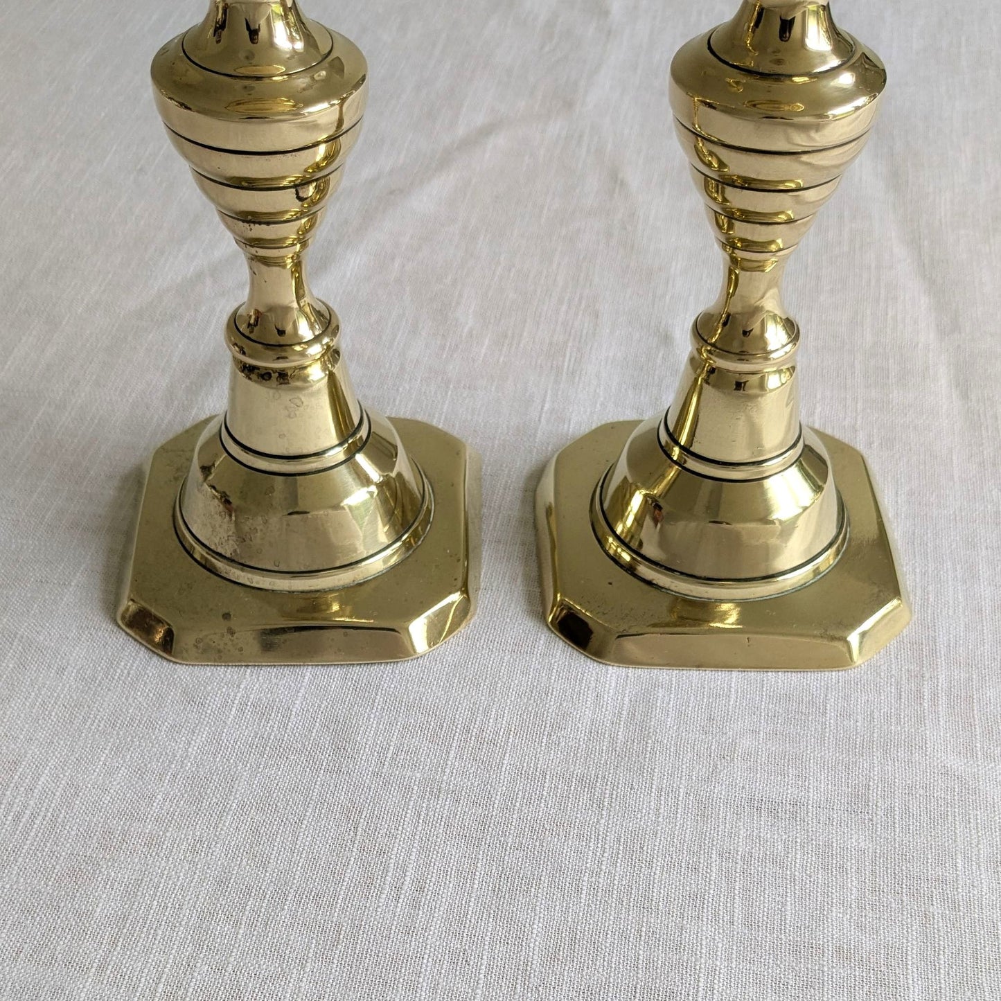 Antique Brass 25cm Beehive Candlesticks