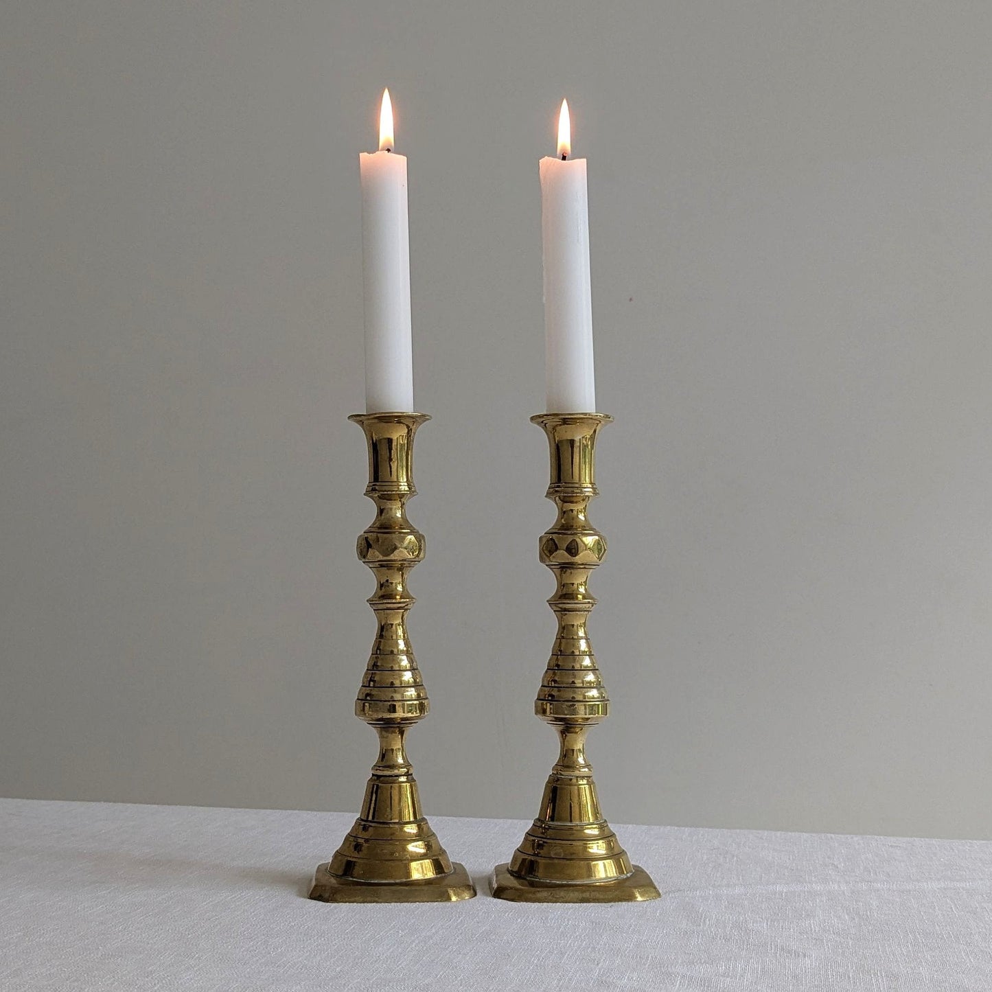 Antique Brass Beehive Candlesticks