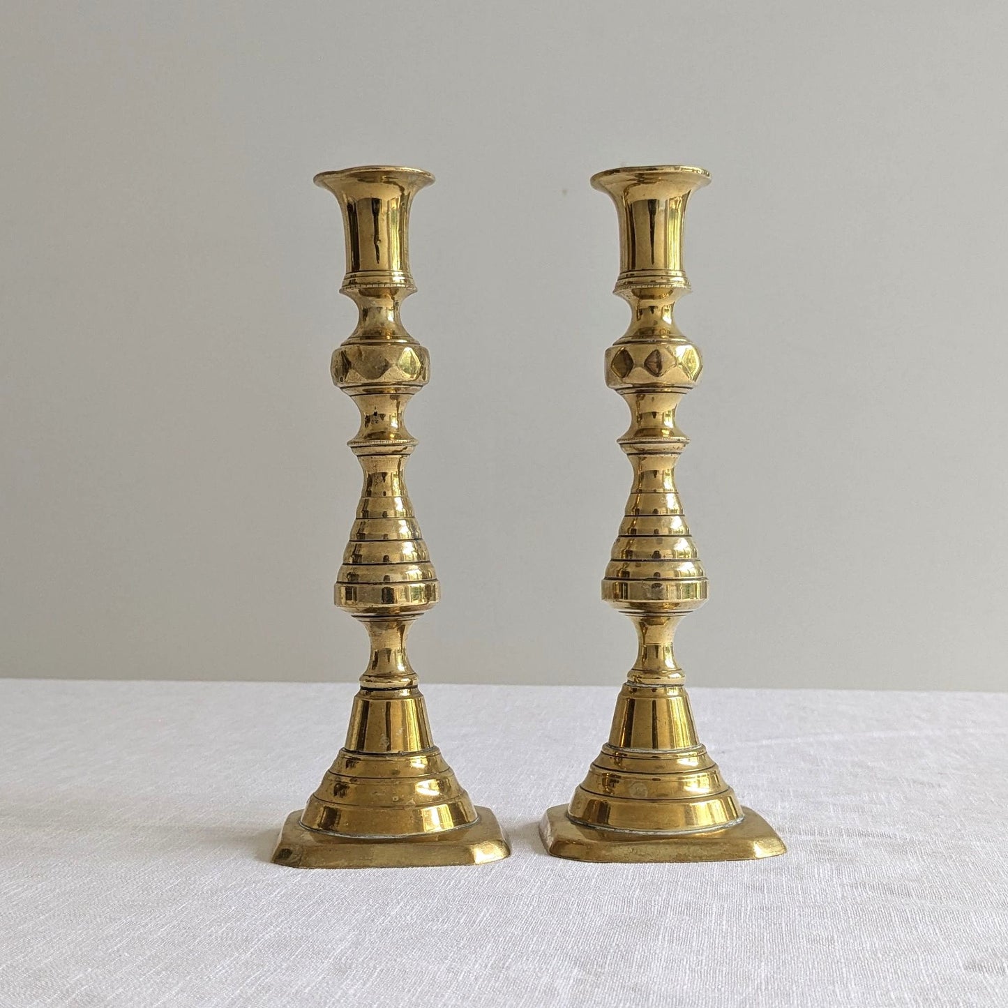 Antique Brass Beehive Candlesticks