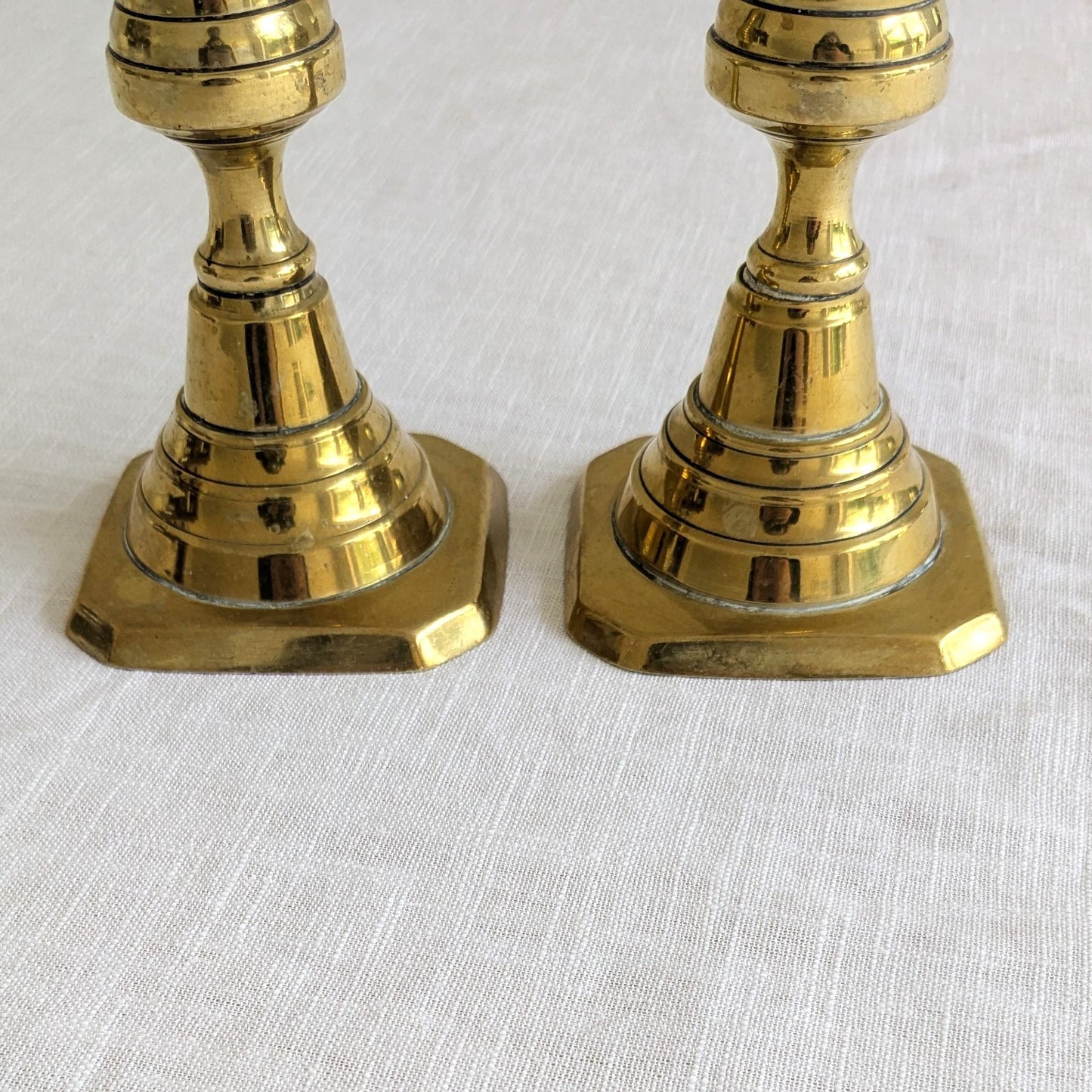 Antique Brass Beehive Candlesticks