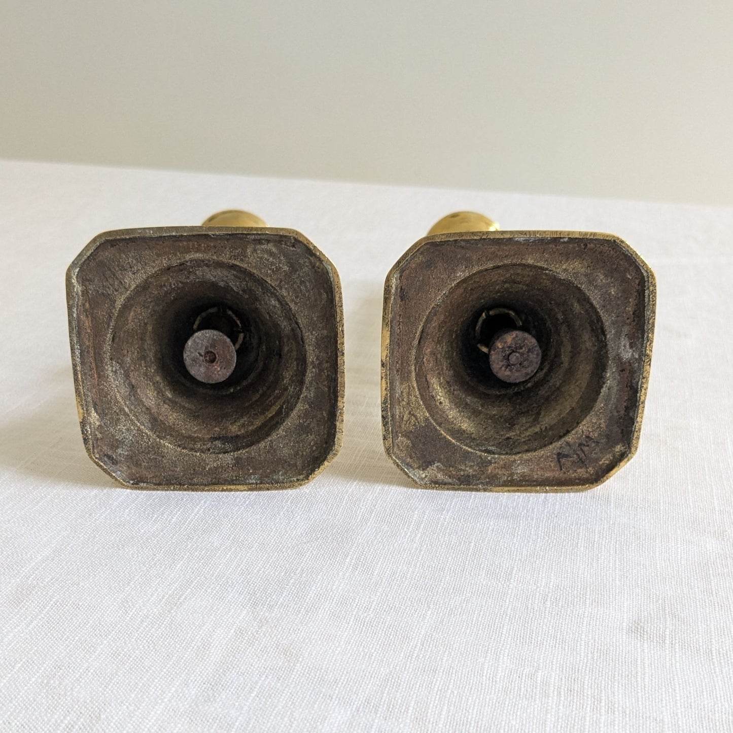 Antique Brass Beehive Candlesticks