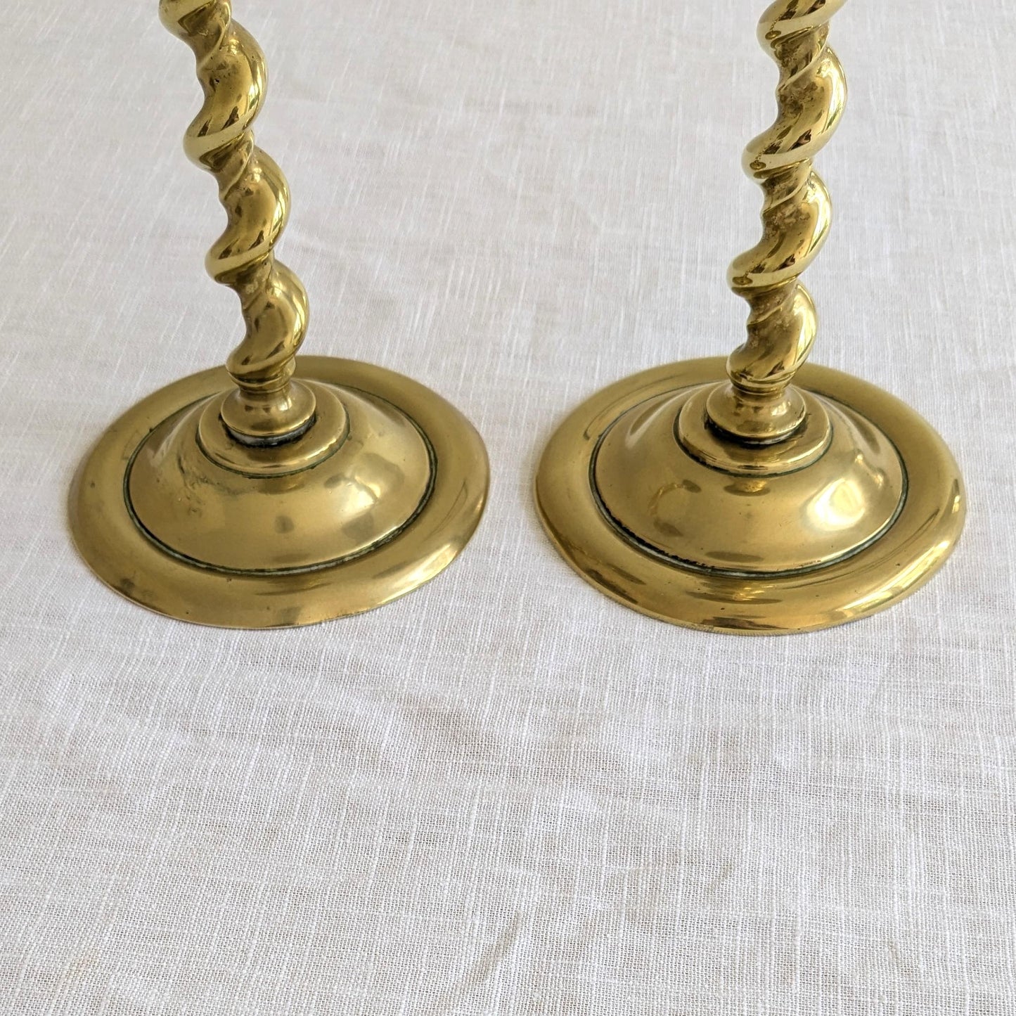 Antique Spiral Brass Candlesticks