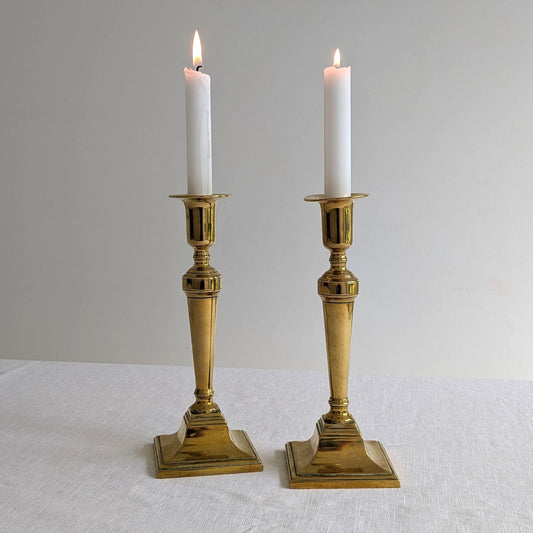 Antique Square Base Candlesticks