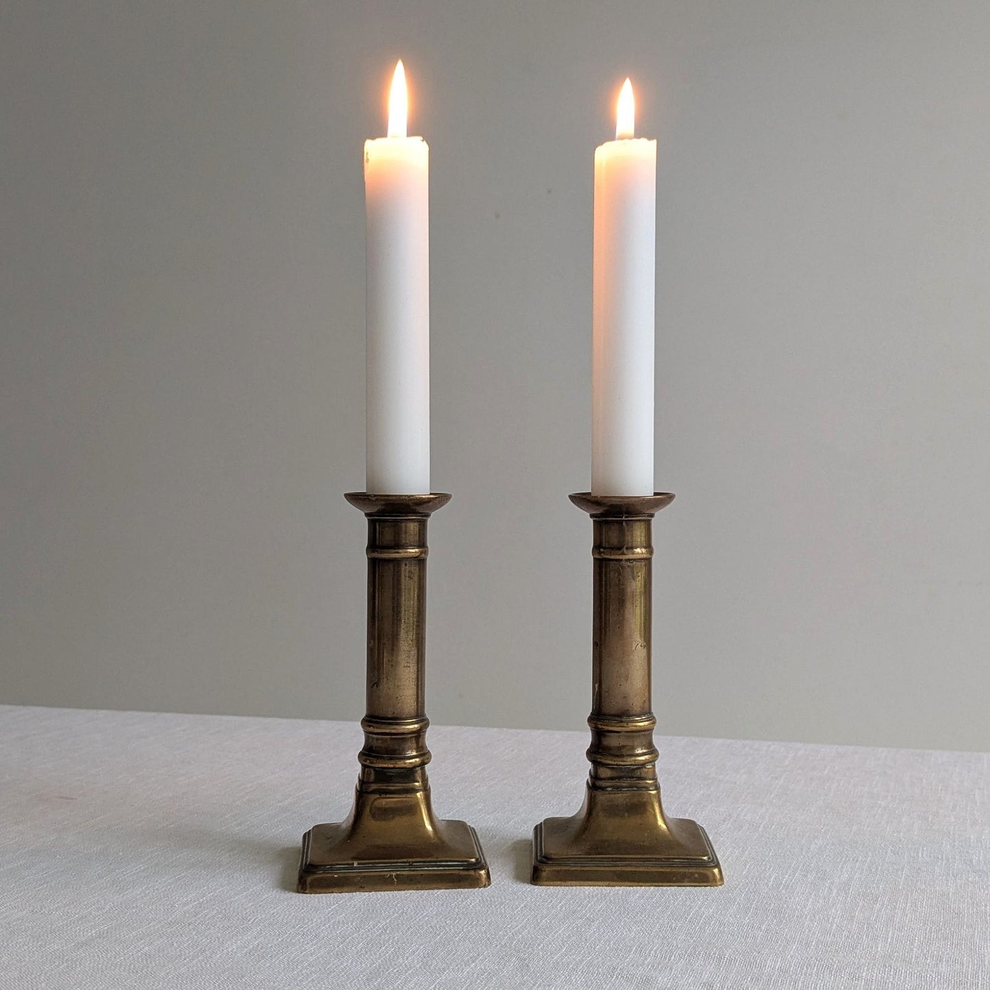 Georgian Short Brass Candlesticks