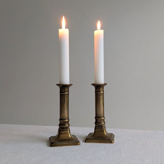 Georgian Short Brass Candlesticks