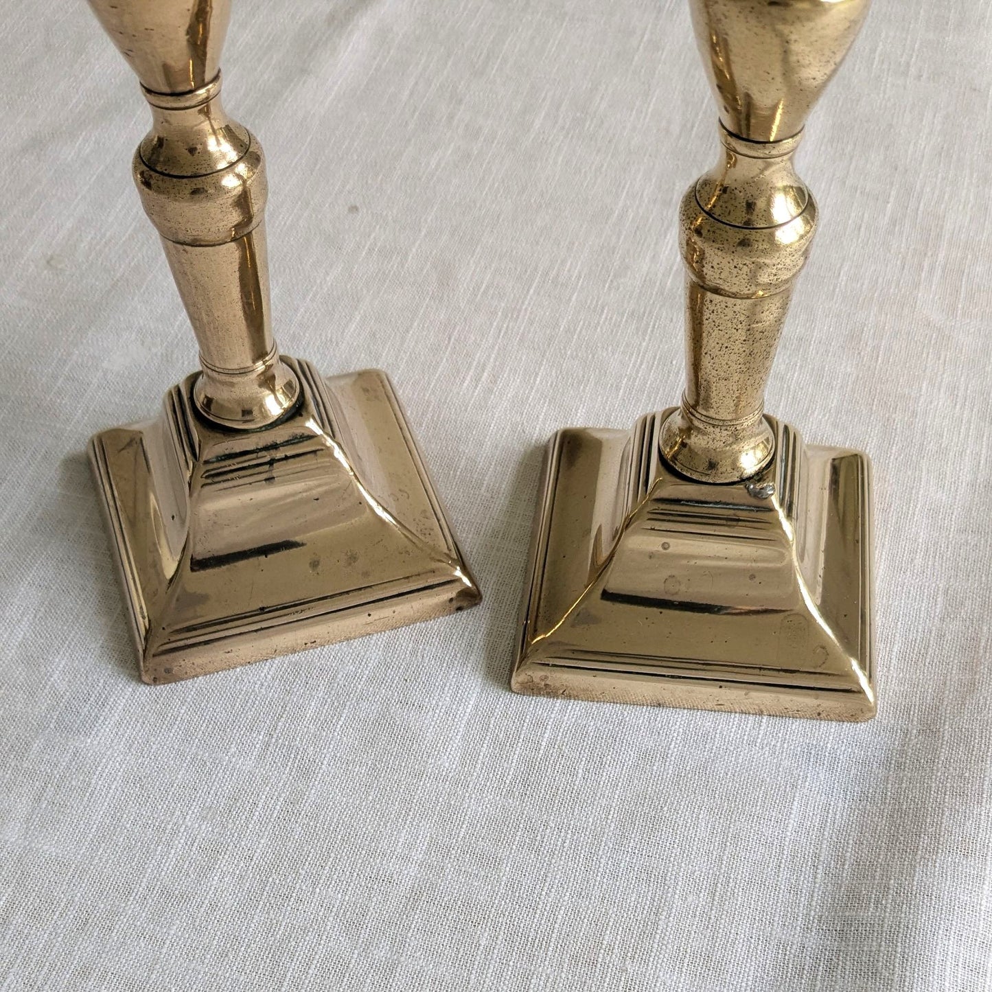Antique Square Brass Candlesticks