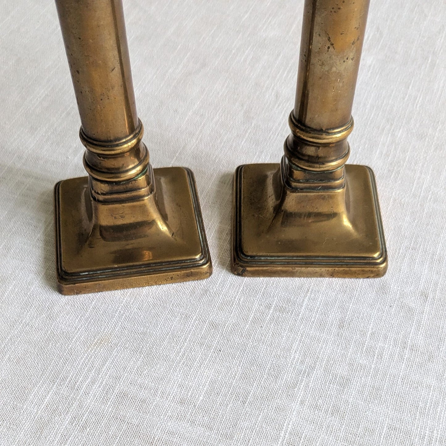 Georgian Short Brass Candlesticks
